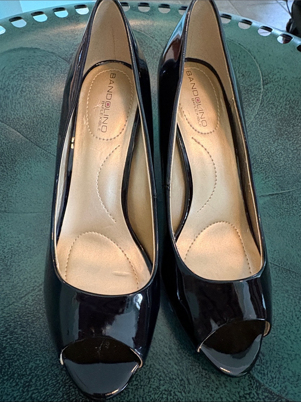Bandolino Black Patent Peep-Toe Heels 7.5
